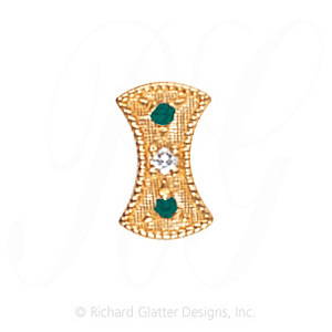 GS453 D/E - 14 Karat Gold Slide with Diamond center and Emerald accents 